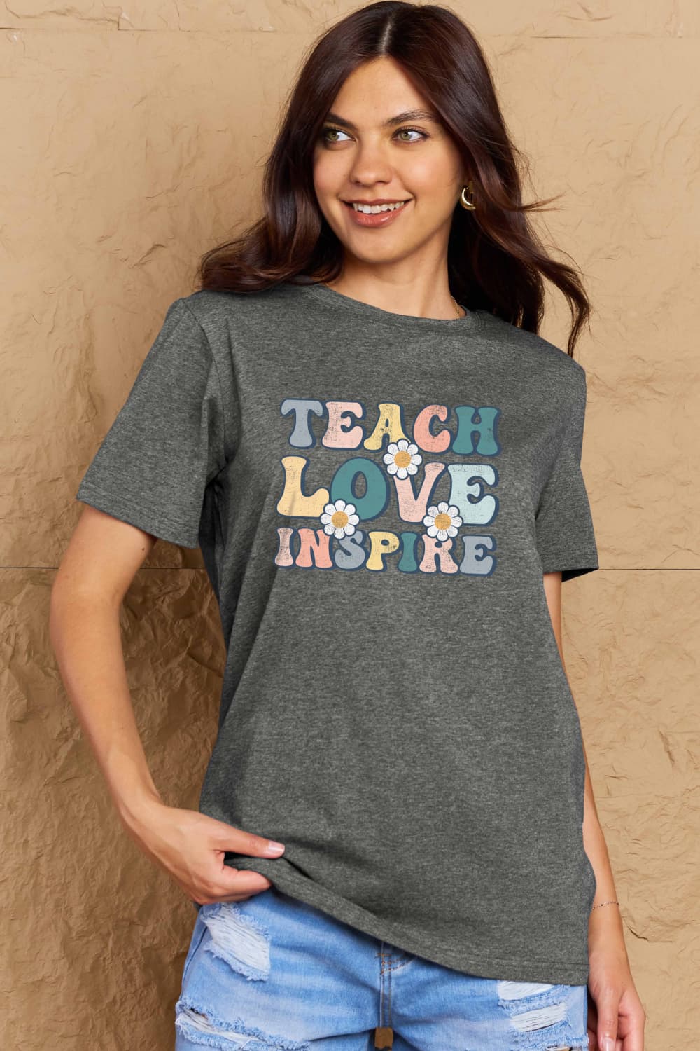 Simply Love Full Size TEACH LOVE INSPIRE Graphic Cotton T-Shirt – Trendsi | ClozArt