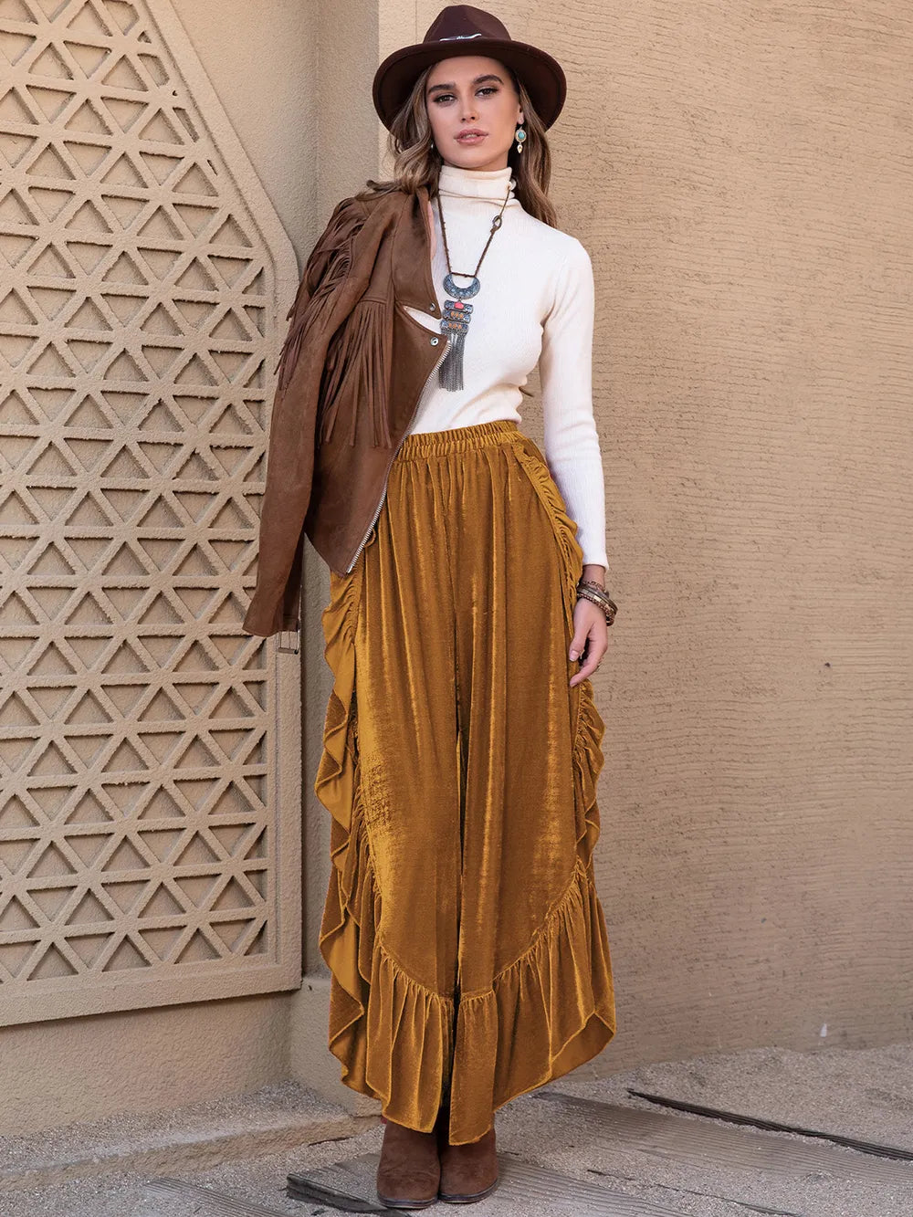 Slit Ruffled Wide Leg Pants – Trendsi | ClozArt