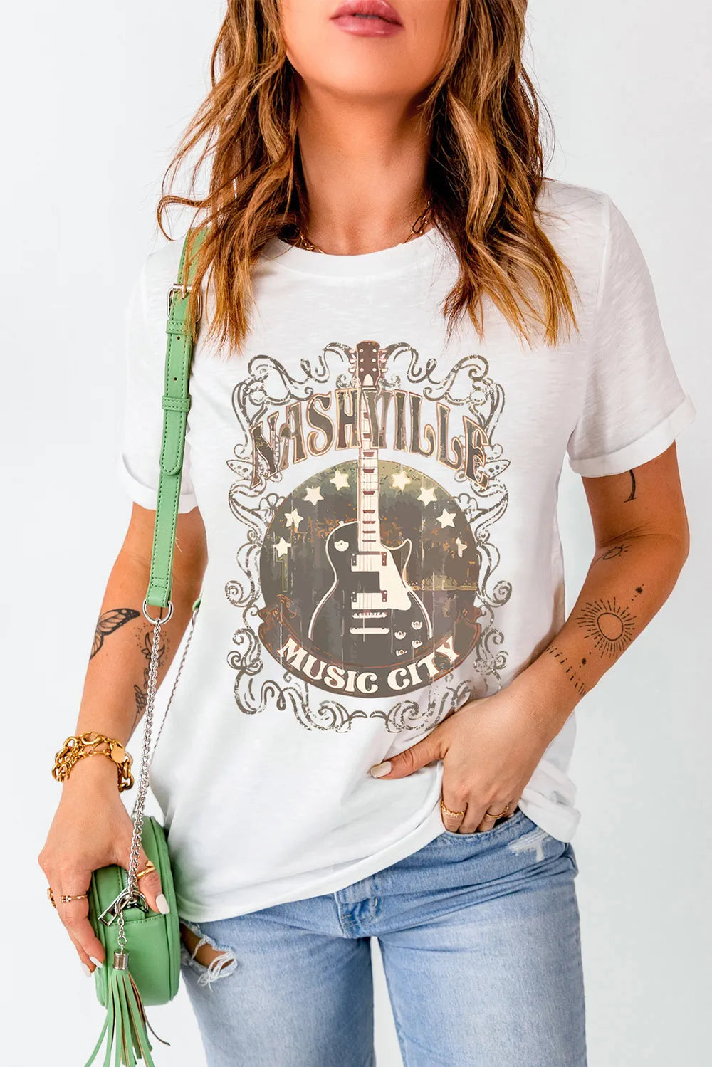 Guitar Graphic Round Neck Short Sleeve T-Shirt – Trendsi | ClozArt