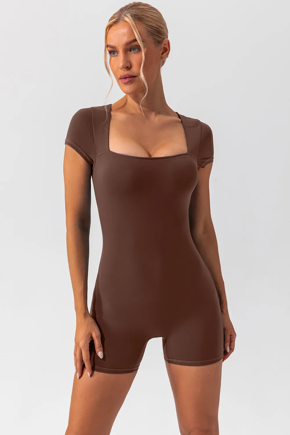 Square Neck Cap Sleeve Active Romper – Trendsi | ClozArt