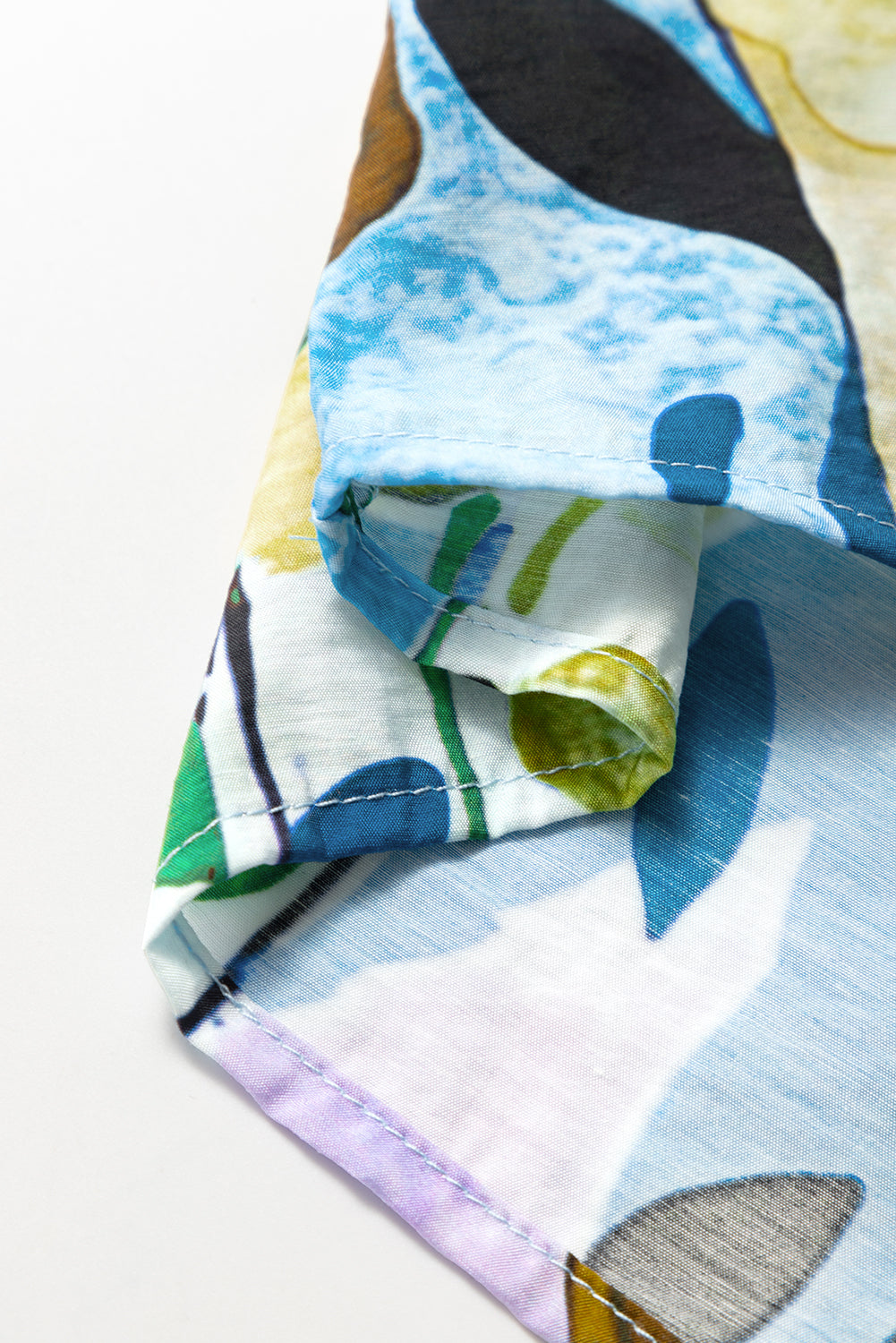 Peacock Blue Floral Print Boho Pop of Color Neckline Blouse – Shewin | ClozArt