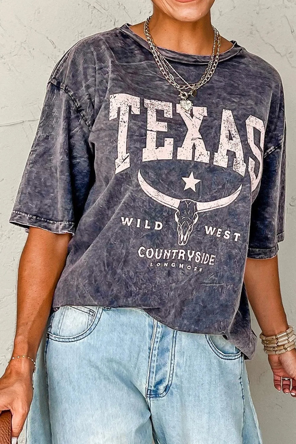 TEXAS Steer Head Graphic Mineral Wash Oversized T-Shirt – Trendsi | ClozArt