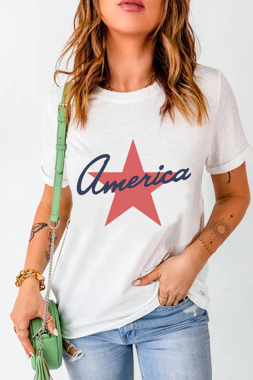 Star Round Neck Short Sleeve T-Shirt – Trendsi | ClozArt