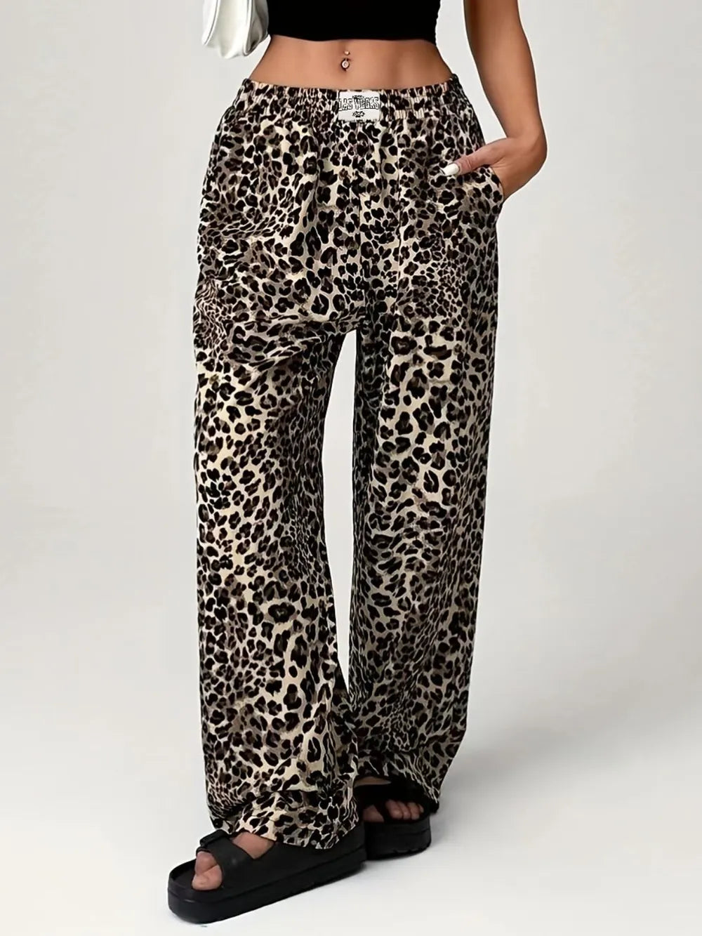 Leopard Wide Leg Pants with Pockets – Trendsi | ClozArt