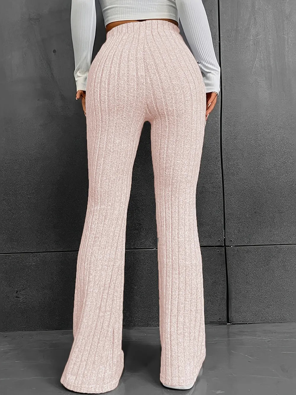 Ribbed High Waist Bootcut Pants – Trendsi | ClozArt
