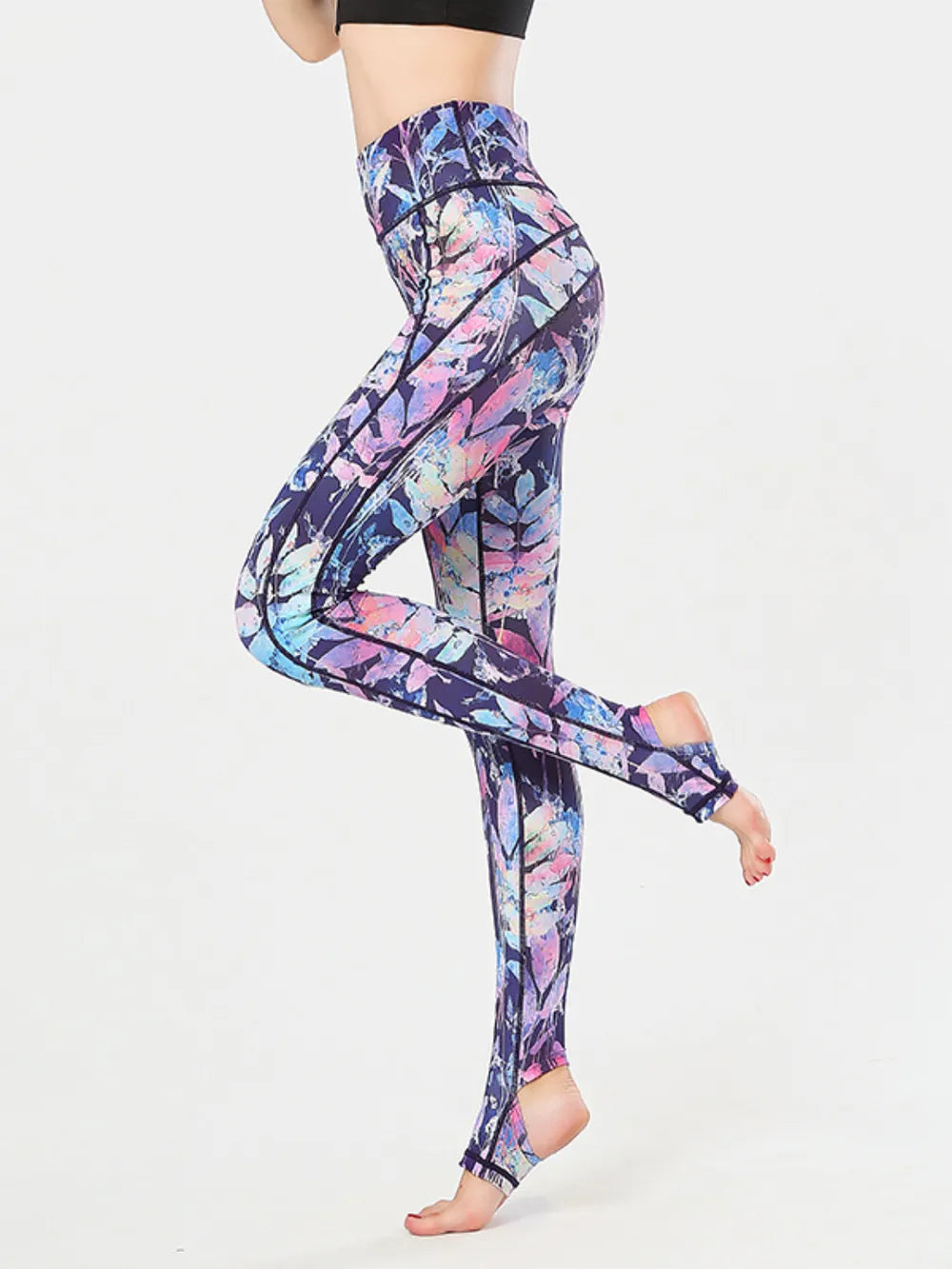 Printed Wide Waistband Active Leggings with Stirrups – Trendsi | ClozArt