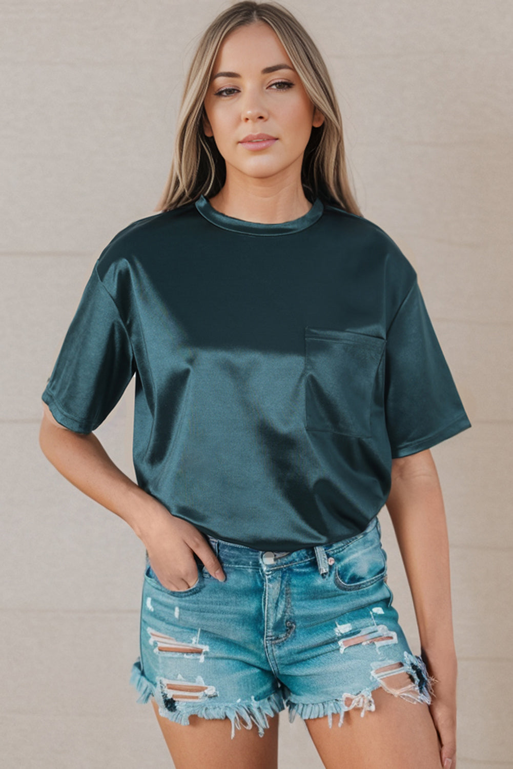 Round Neck Dropped Shoulder Top – Trendsi | ClozArt