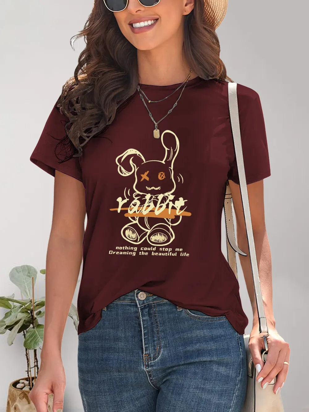 Rabbit Graphic Round Neck Short Sleeve T-Shirt – Trendsi | ClozArt