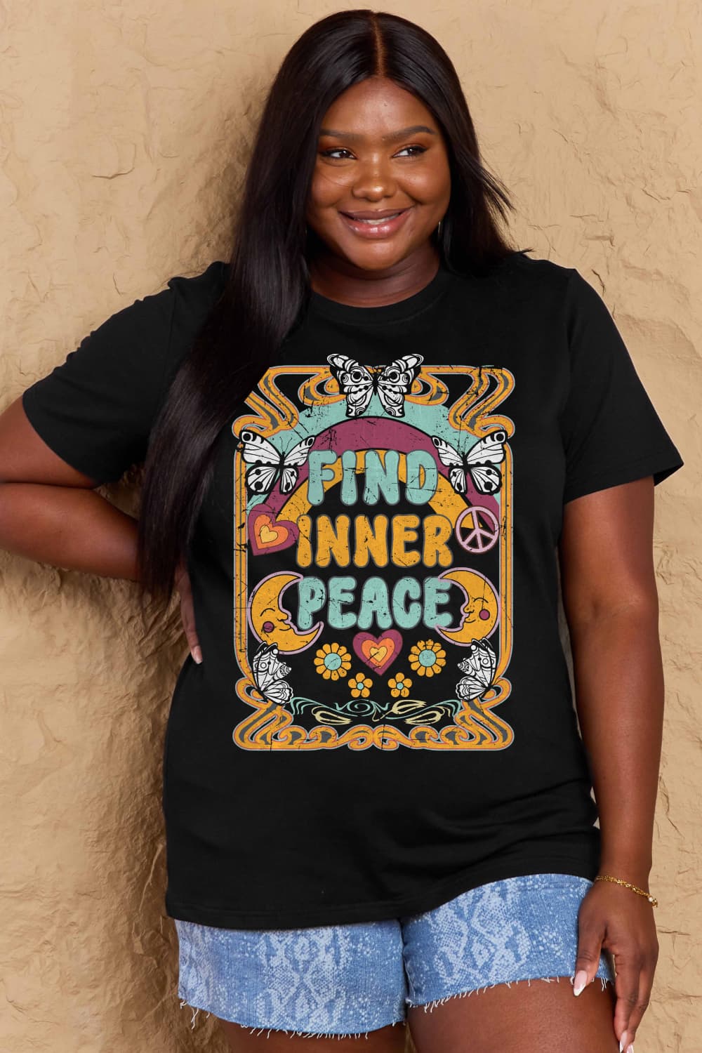 Simply Love Full Size FIND INNER PEACE Graphic Cotton T-Shirt – Trendsi | ClozArt
