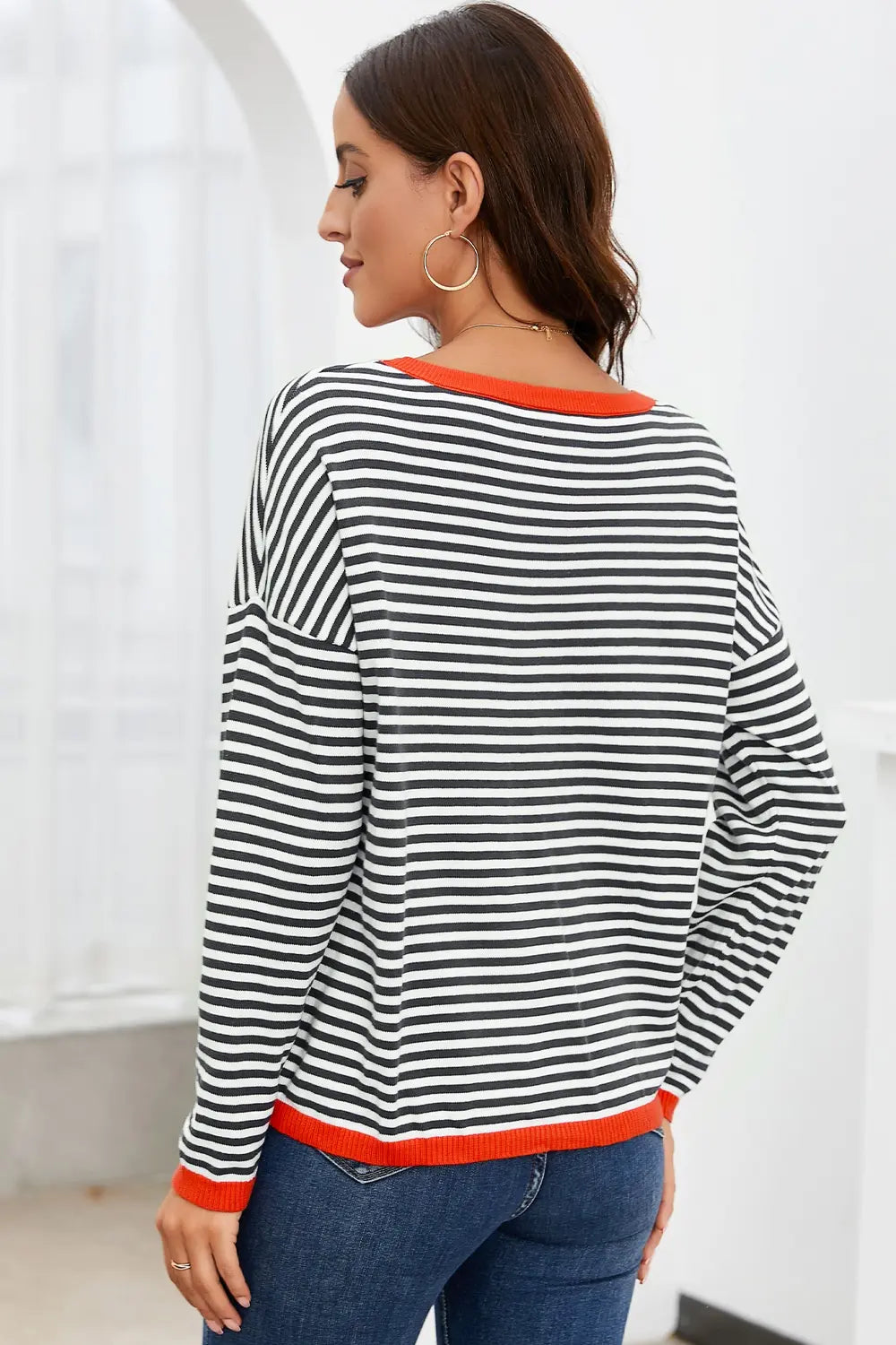 Striped Round Neck Drop Shoulder T-Shirt – Trendsi | ClozArt