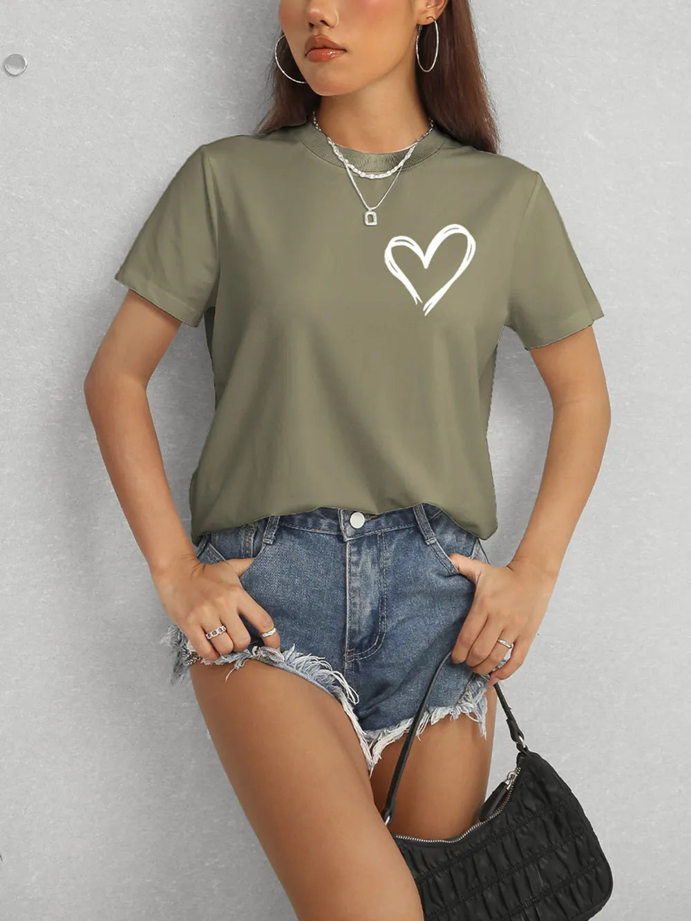Heart Round Neck Short Sleeve T-Shirt – Trendsi | ClozArt