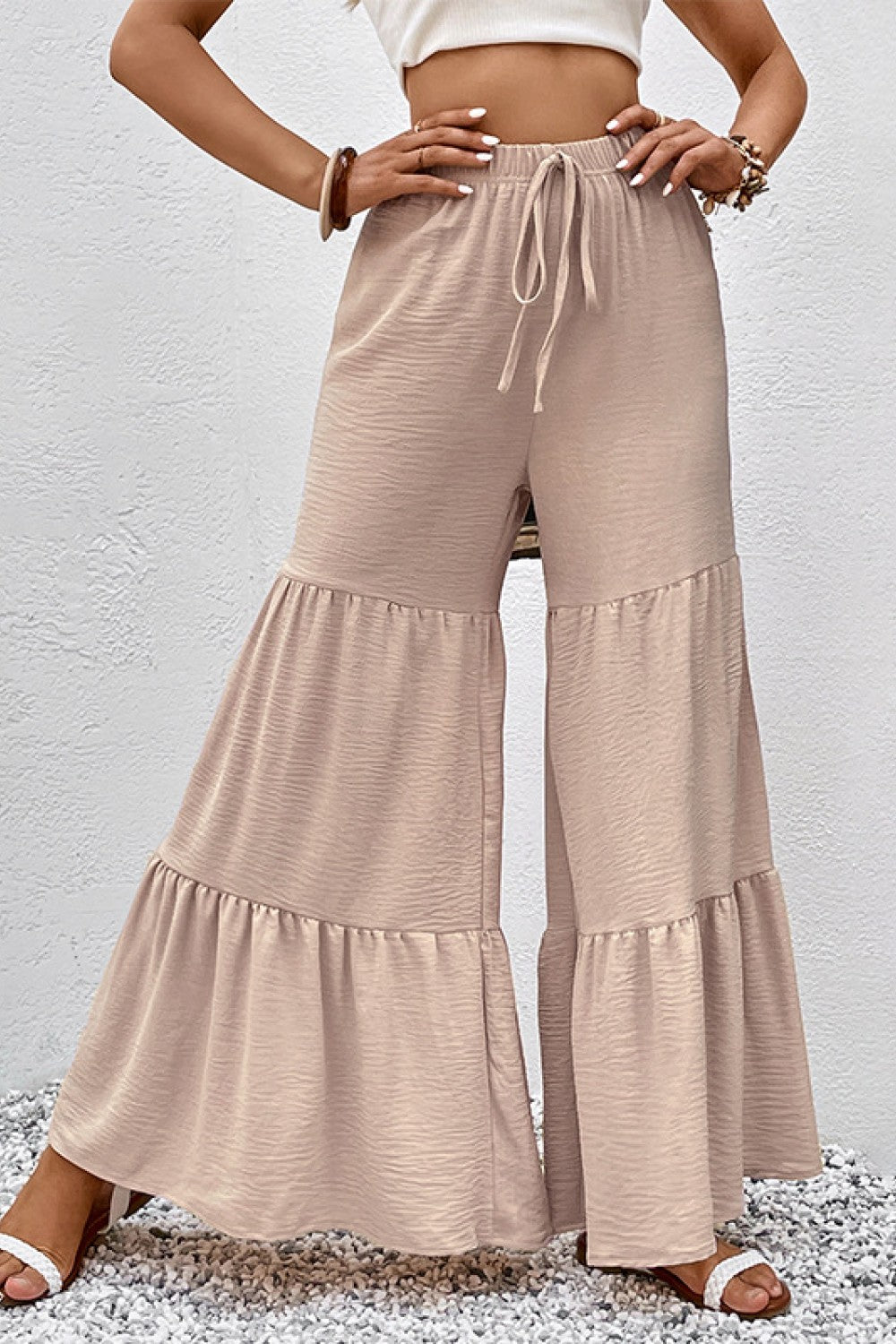 Perfee Drawstring Waist Tiered Flare Culottes – Trendsi | ClozArt