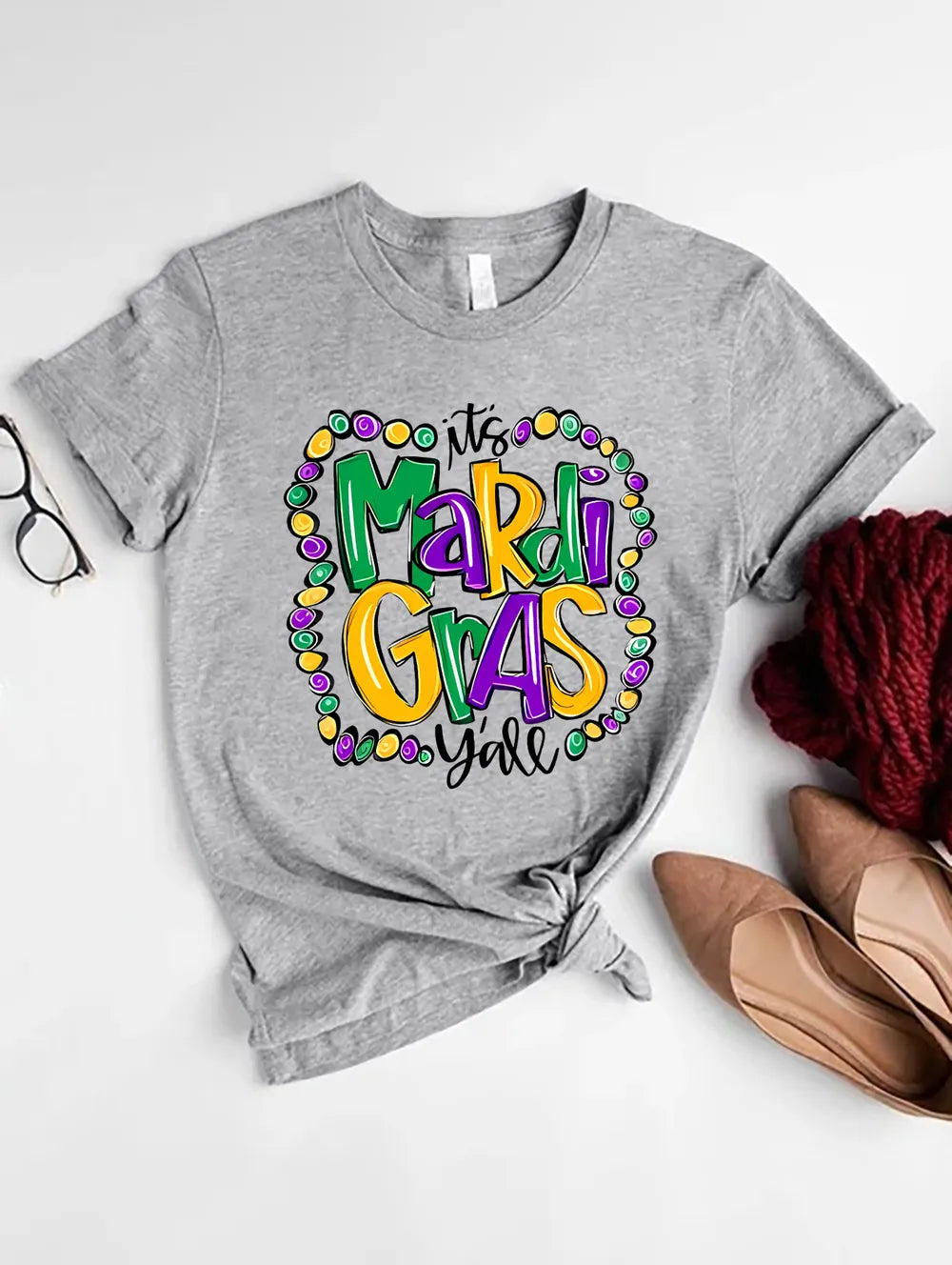 IT'S MARDI GRAS Y'ALL Round Neck T-Shirt – Trendsi | ClozArt