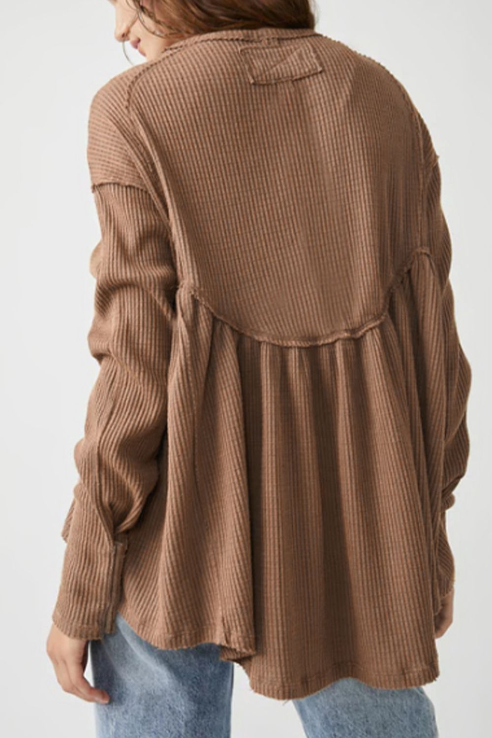 Round Neck Exposed Seam Babydoll Top – Trendsi | ClozArt