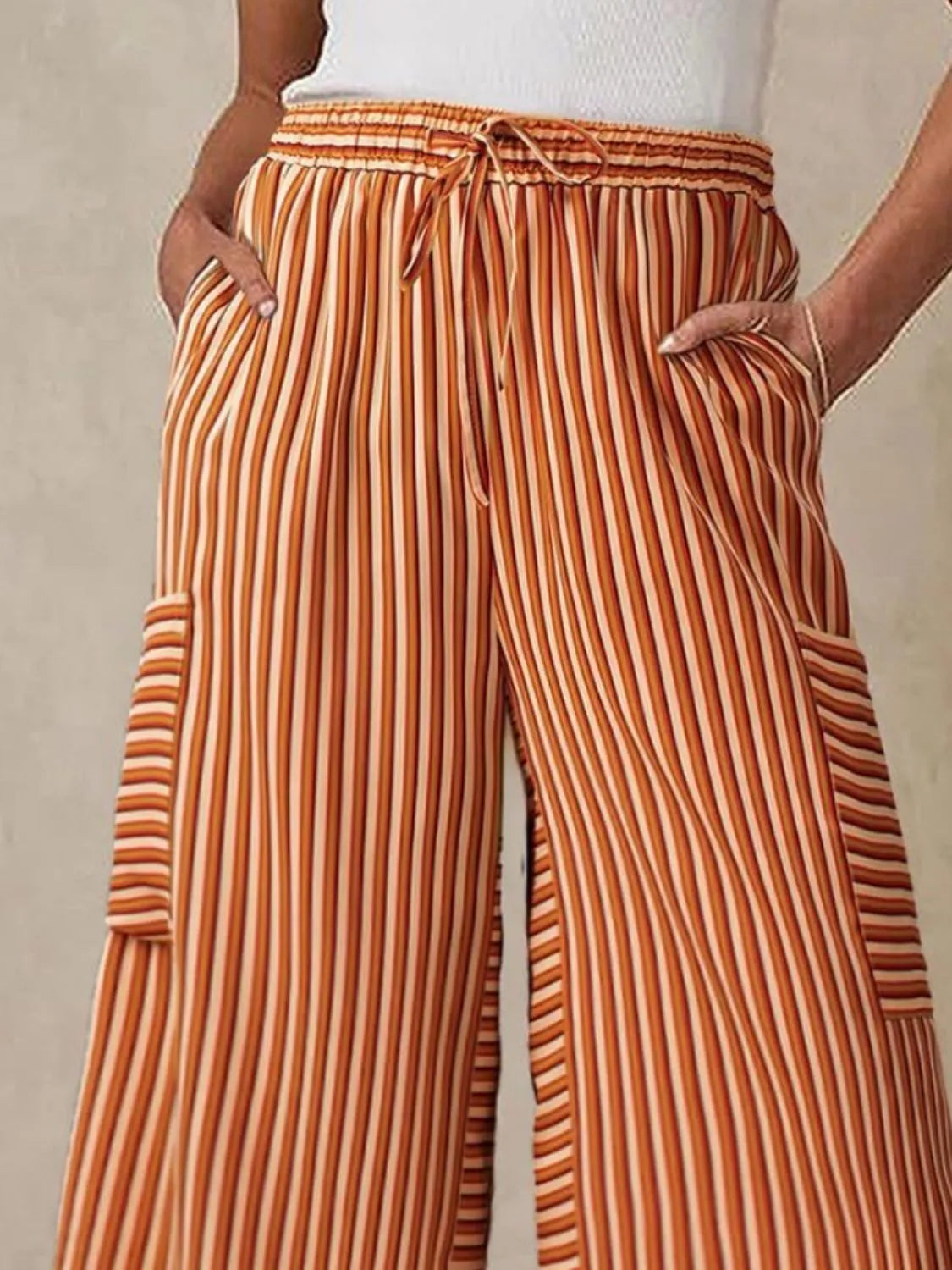 Contrast Striped Wide leg Pants – Trendsi | ClozArt