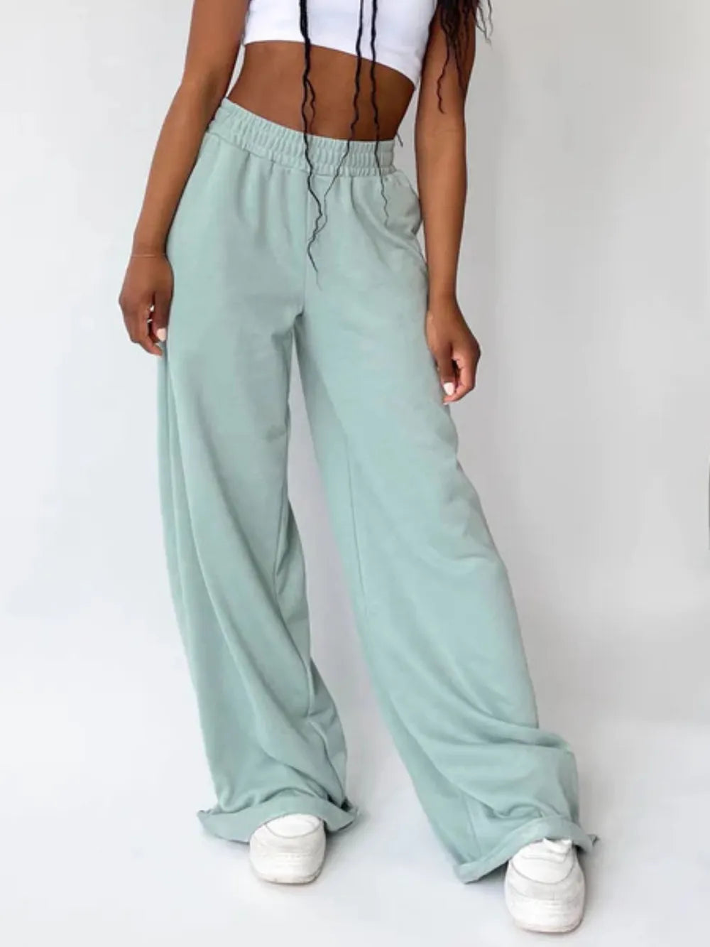 Elastic Waist Wide Leg Pants – Trendsi | ClozArt