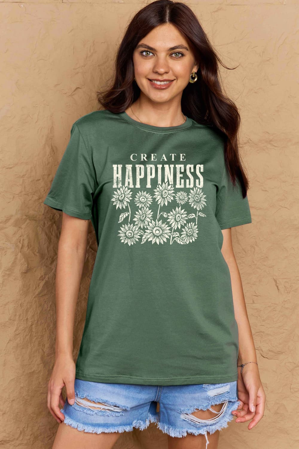 Simply Love Full Size CREATE HAPPINESS Graphic Cotton T-Shirt – Trendsi | ClozArt