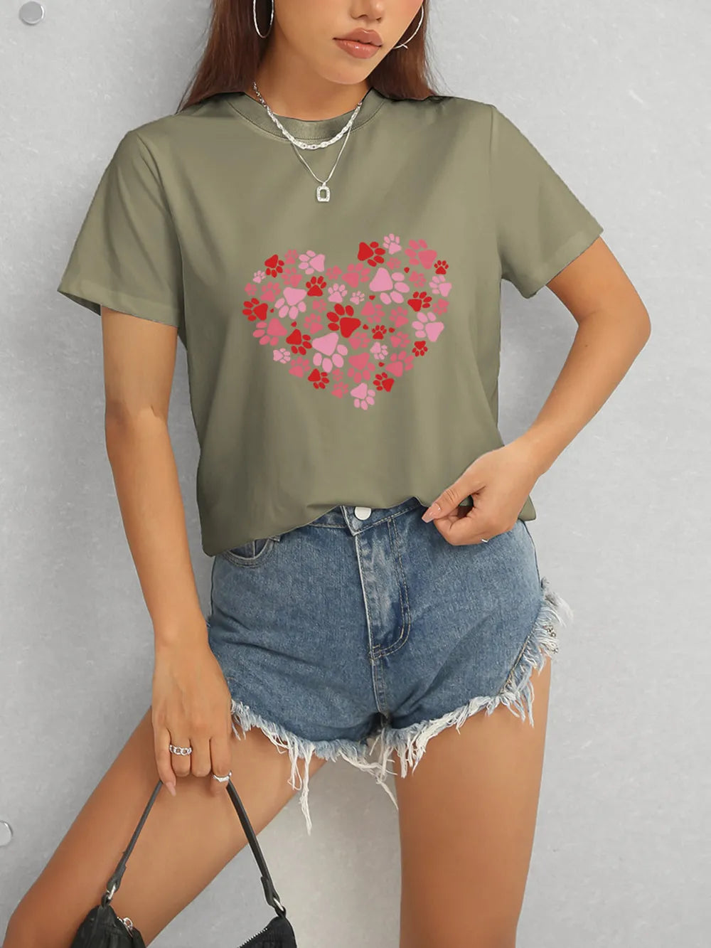 Heart Round Neck Short Sleeve T-Shirt – Trendsi | ClozArt