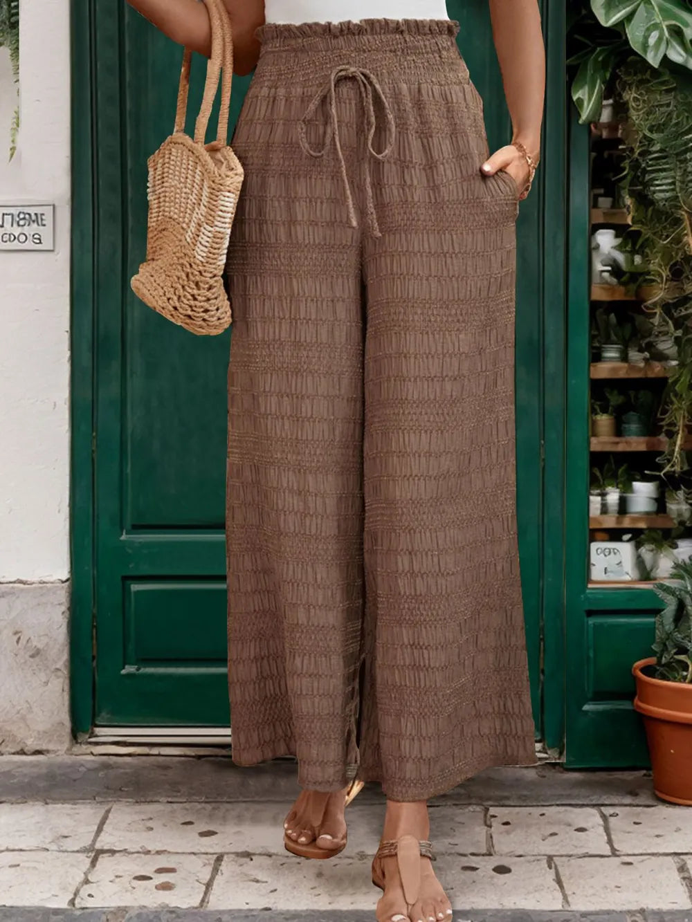 Perfee Tied Wide Leg Pants – Trendsi | ClozArt