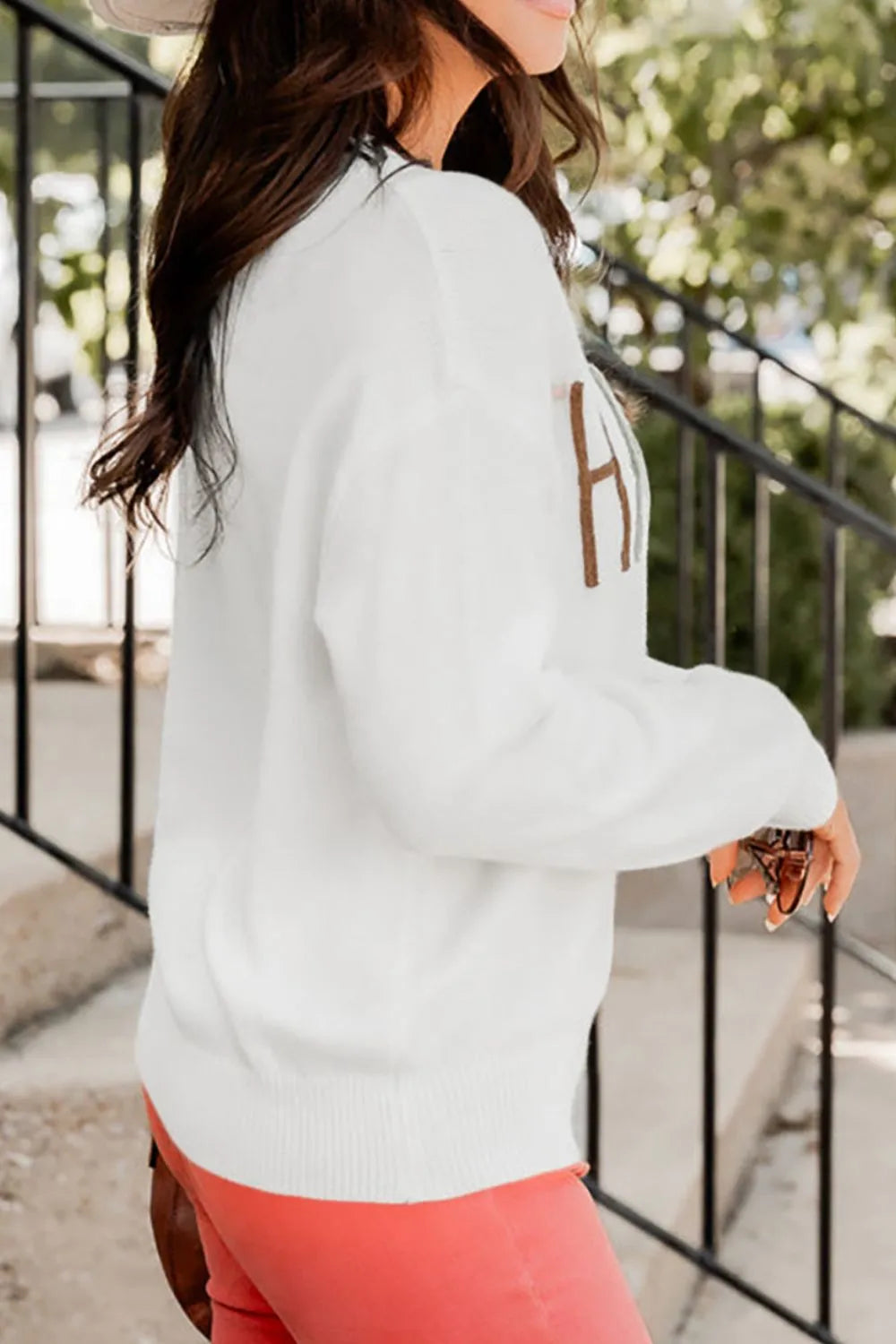 THANKFUL Round Neck Drop Shoulder Sweater – Trendsi | ClozArt