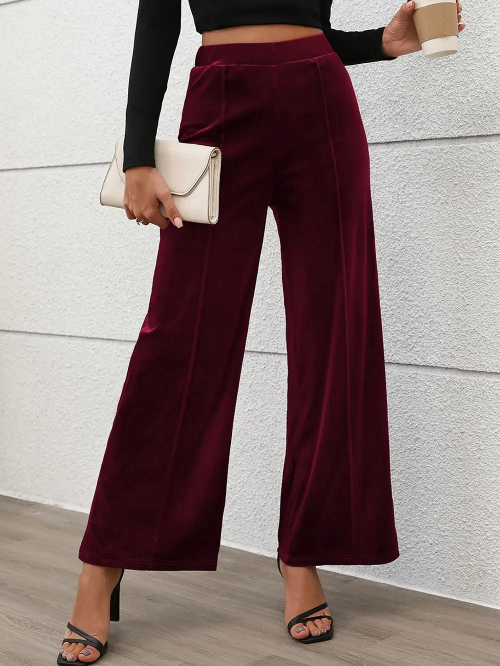 Elastic Waist Wide Leg Pants – Trendsi | ClozArt