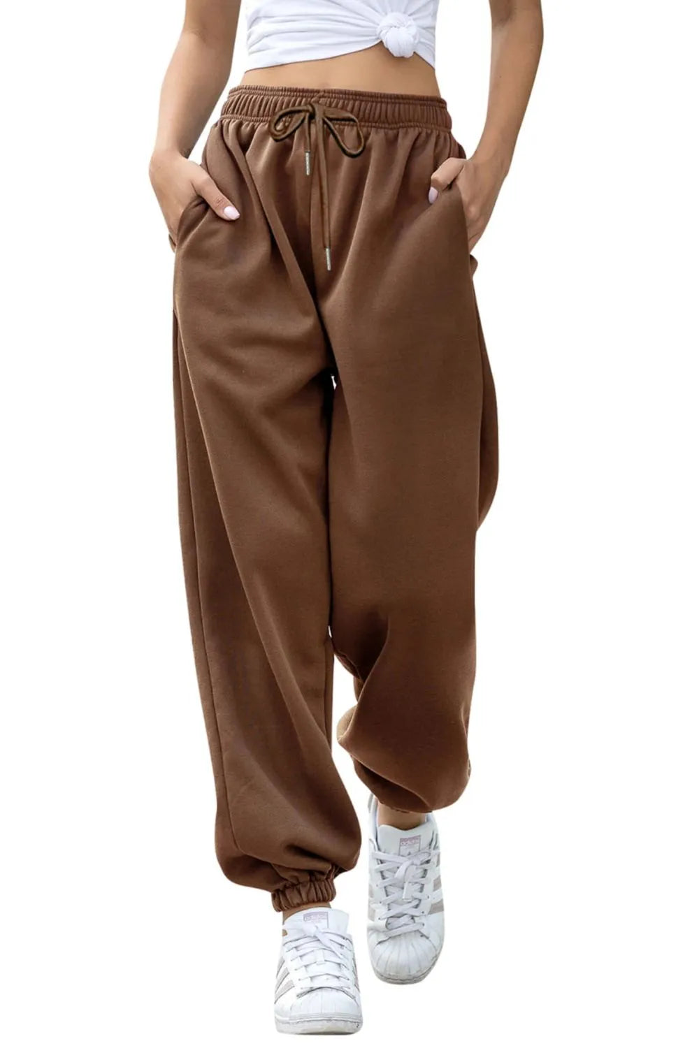 Elastic Waist Joggers with Pockets – Trendsi | ClozArt