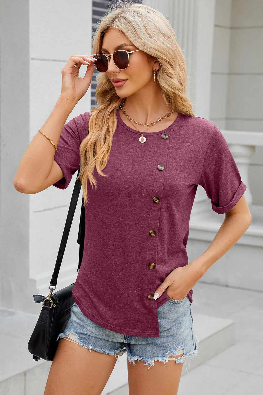 Round Neck Short Sleeve T-Shirt – Trendsi | ClozArt