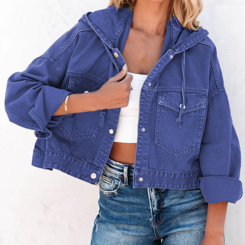 Hooded Dropped Shoulder Denim Jacket – Trendsi | ClozArt