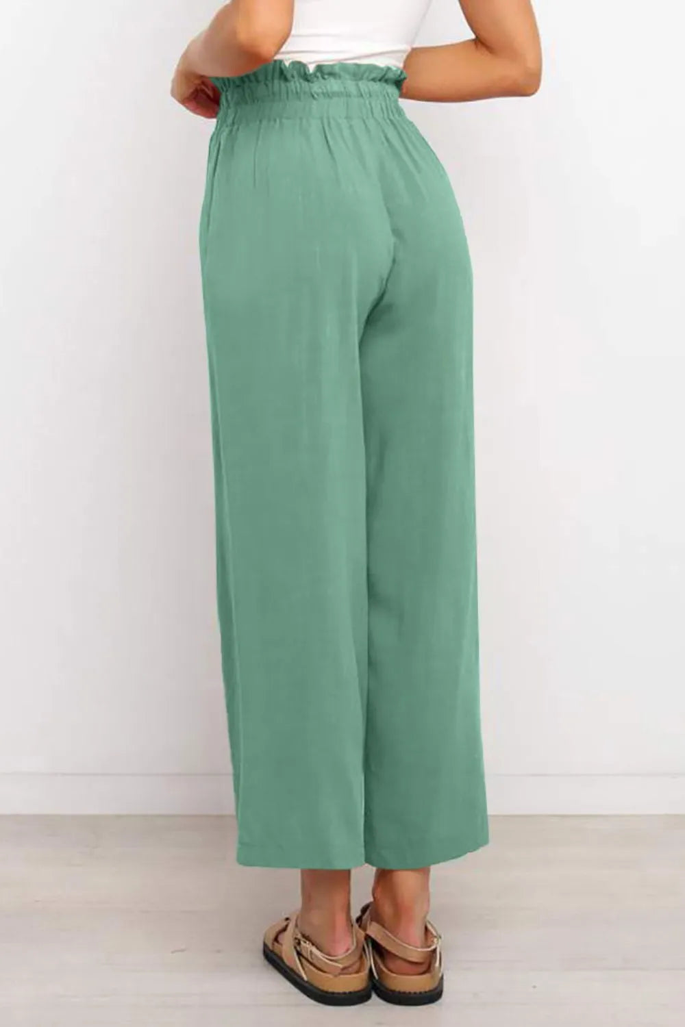 Drawstring Paperbag Waist Wide Leg Pants – Trendsi | ClozArt