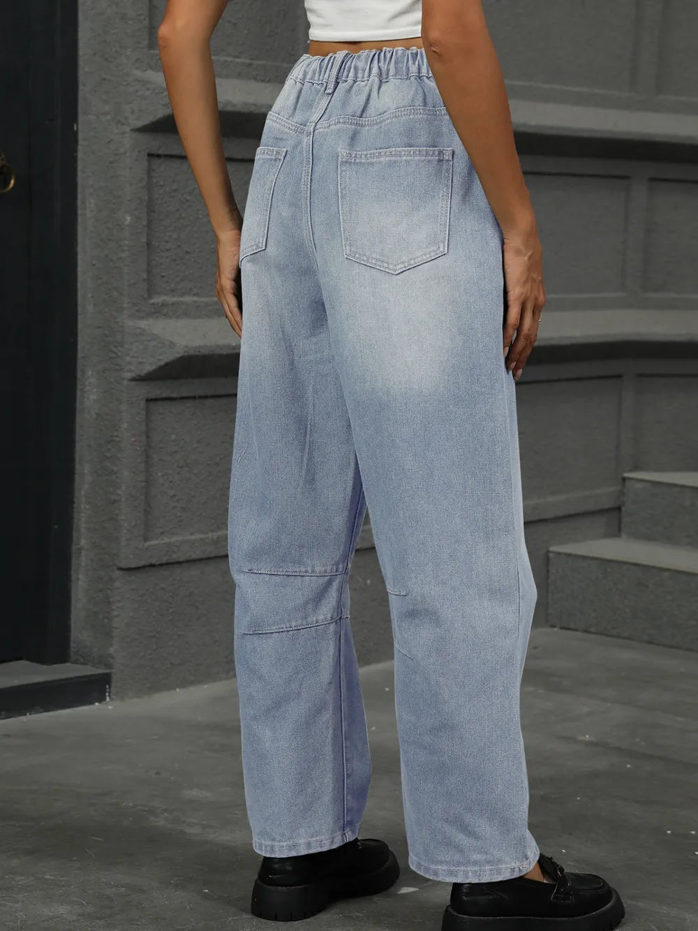 Half Elastic Waist Straight Leg Jeans – Trendsi | ClozArt