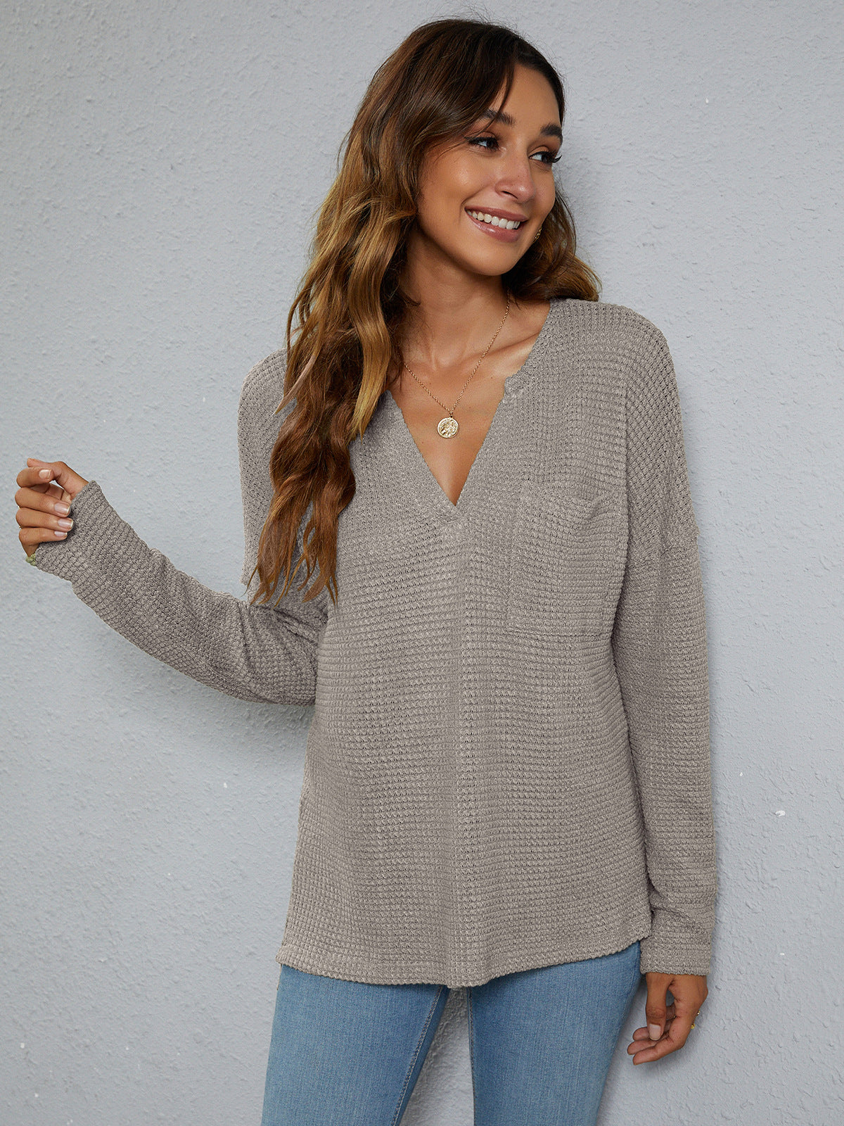 Dropped Shoulder High-Low Waffle-Knit Top – Trendsi | ClozArt