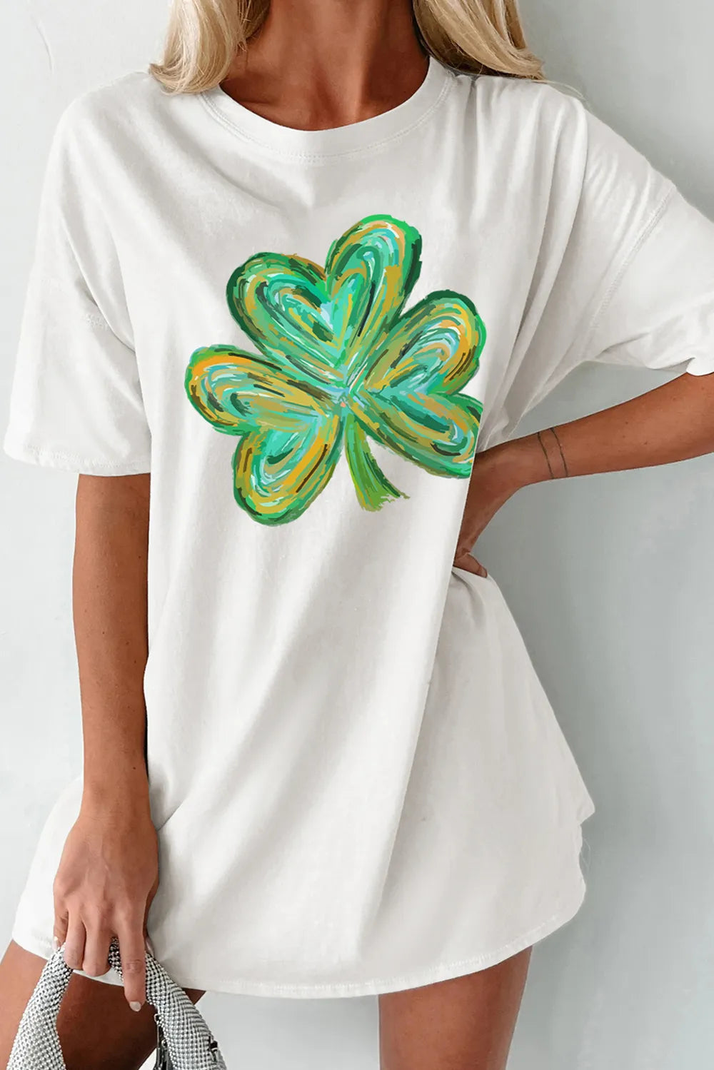 Lucky Clover Round Neck Short Sleeve T-Shirt – Trendsi | ClozArt