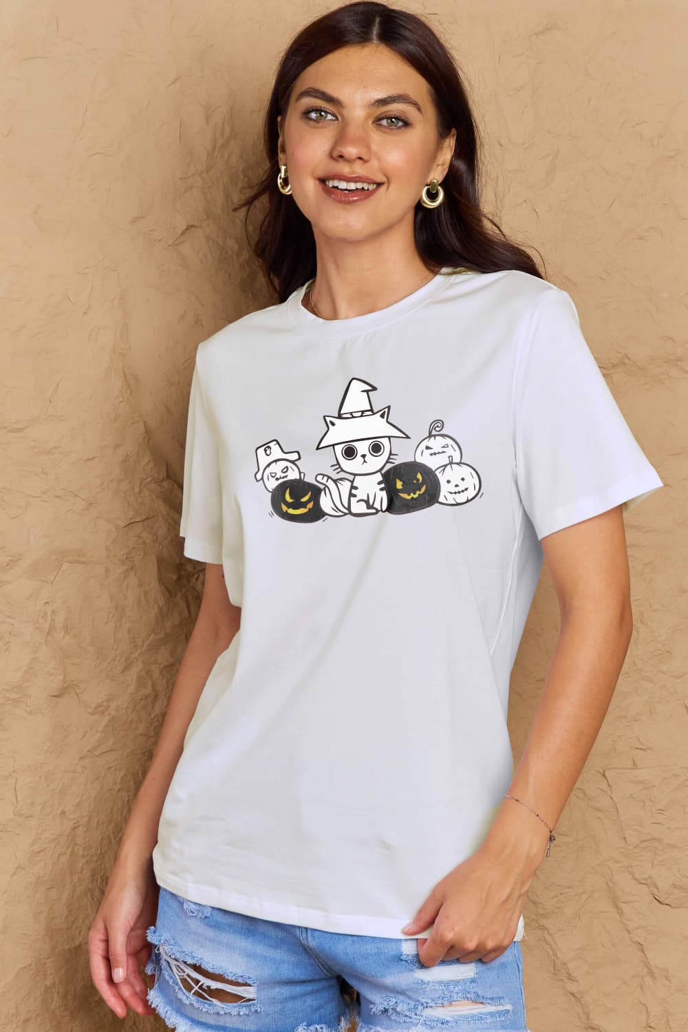 Simply Love Full Size Cat & Pumpkin Graphic Cotton T-Shirt – Trendsi | ClozArt