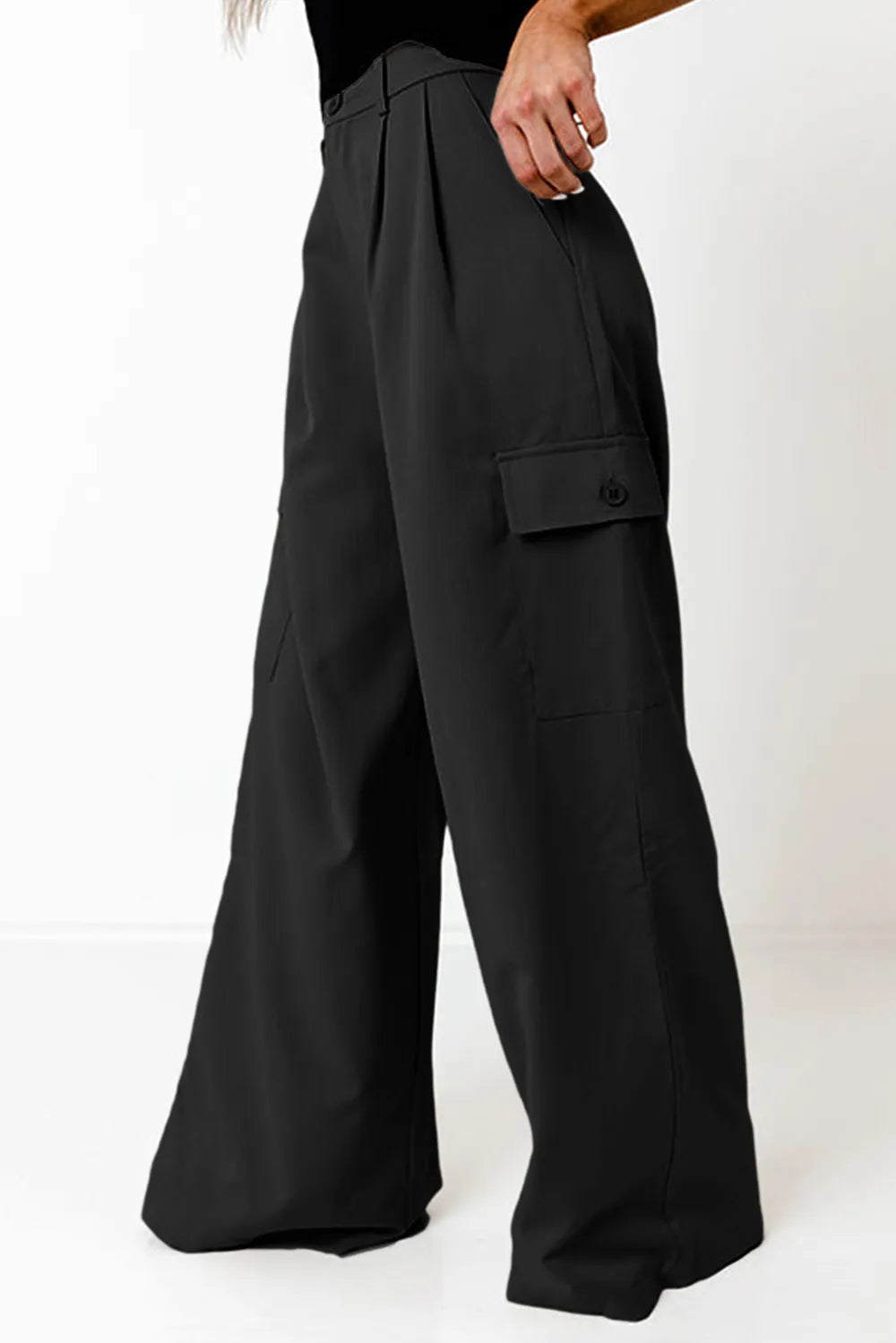 Ruched Wide Leg Pants with Pockets – Trendsi | ClozArt