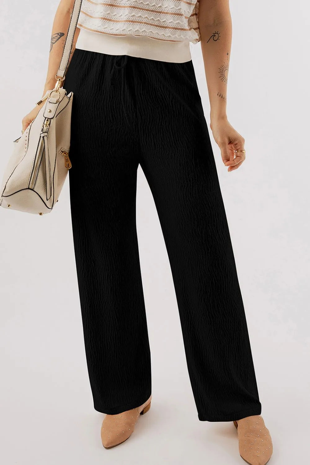 Textured Drawstring Straight Pants – Trendsi | ClozArt