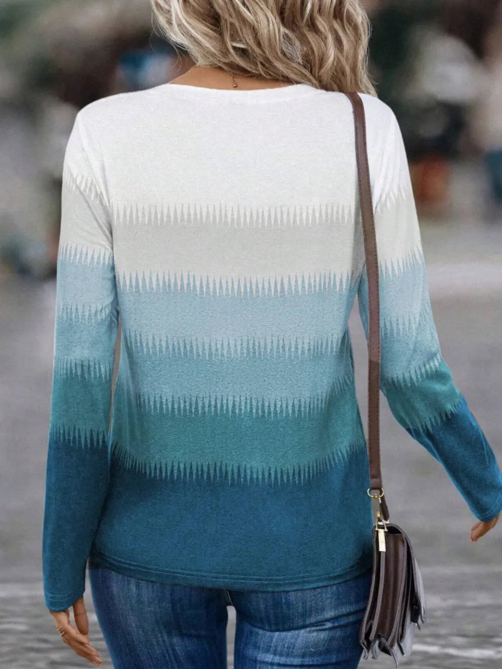 Decorative Button Contrast Round Neck Long Sleeve T-Shirt – Trendsi | ClozArt