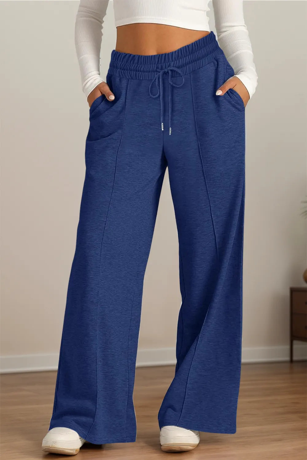 Drawstring Elastic Waist Wide Leg Pants – Trendsi | ClozArt