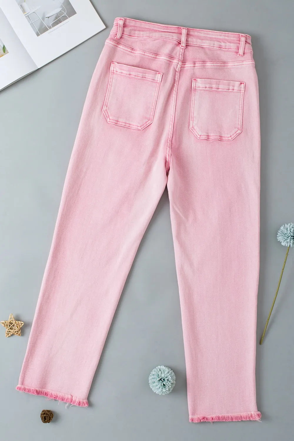 Raw Hem Button-Fly Jeans with Pockets – Trendsi | ClozArt
