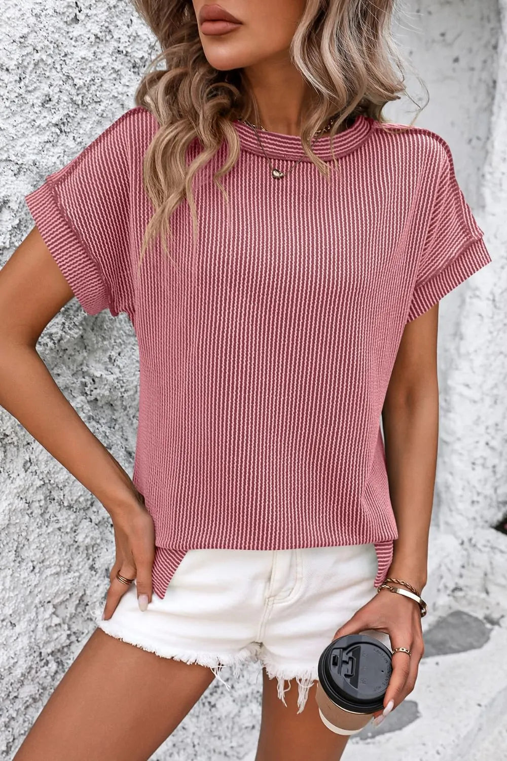 Mandy Striped Round Neck Short Sleeve T-Shirt – Trendsi | ClozArt
