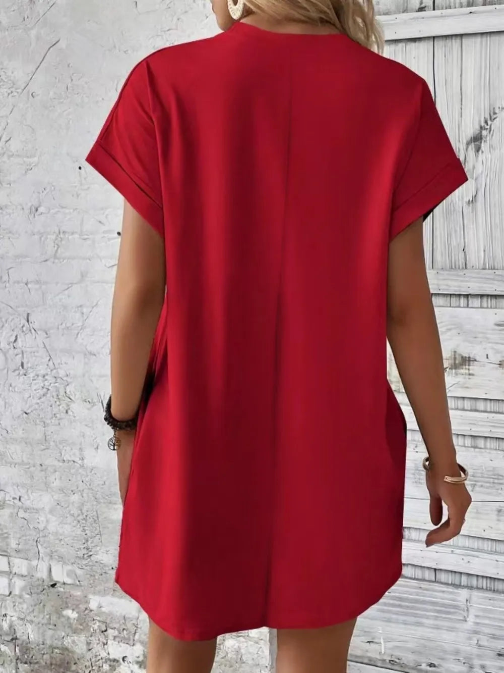 Pocketed Round Neck Short Sleeve Dress – Trendsi | ClozArt