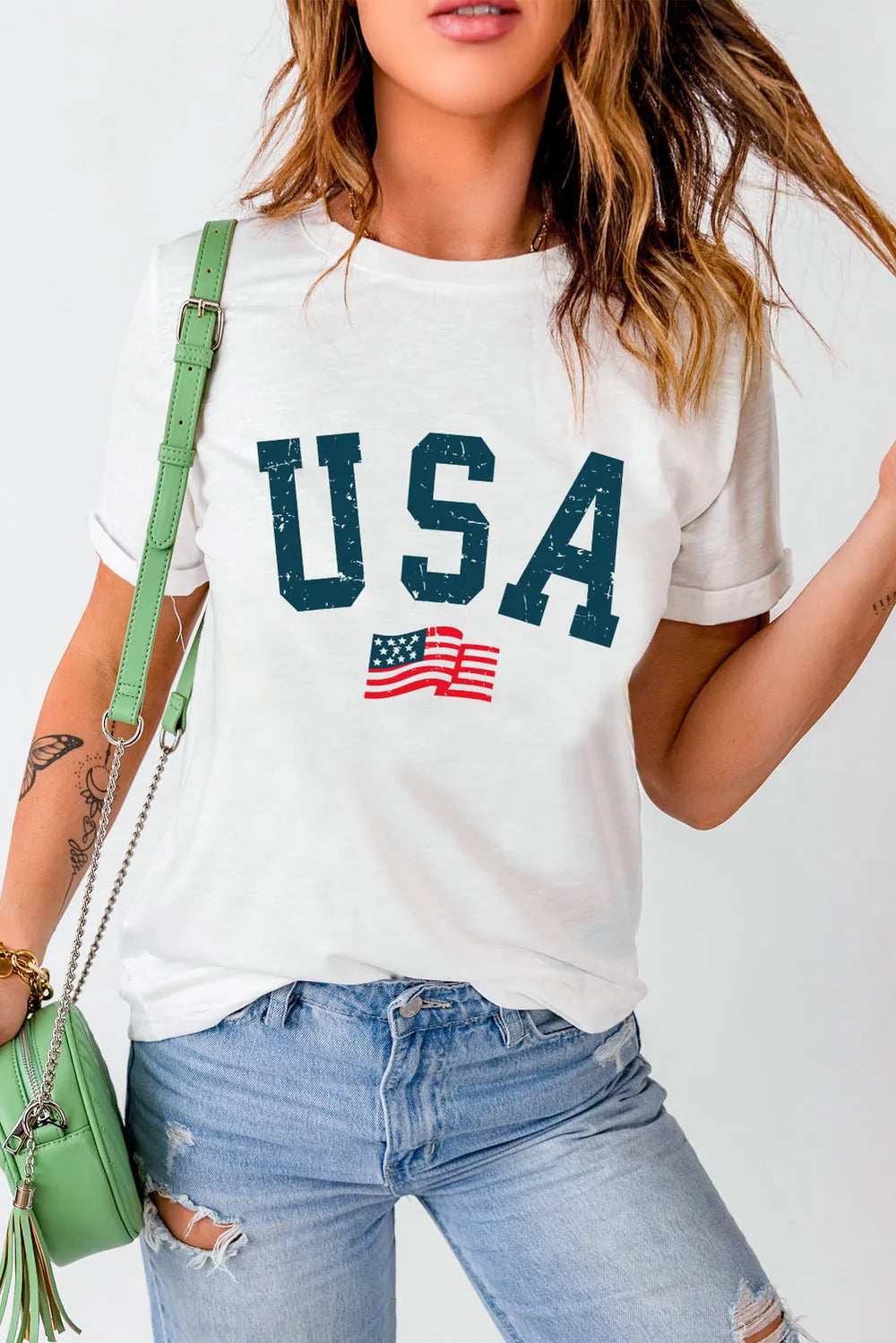 USA Round Neck Short Sleeve T-Shirt – Trendsi | ClozArt