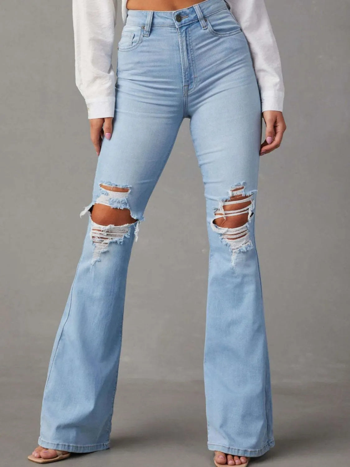 Distressed Jeans with Pockets – Trendsi | ClozArt