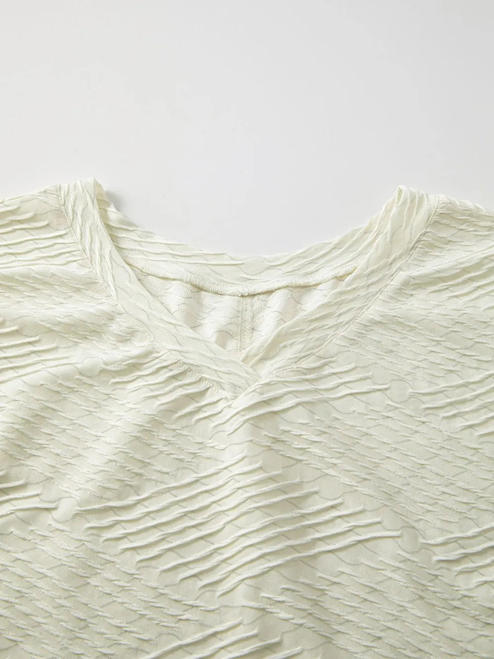 Textured V-Neck Dropped Shoulder T-Shirt – Trendsi | ClozArt
