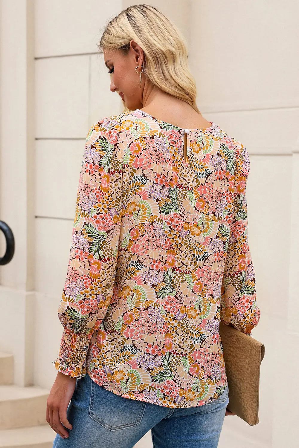 Floral Print Long Puff Sleeve Blouse – Trendsi | ClozArt