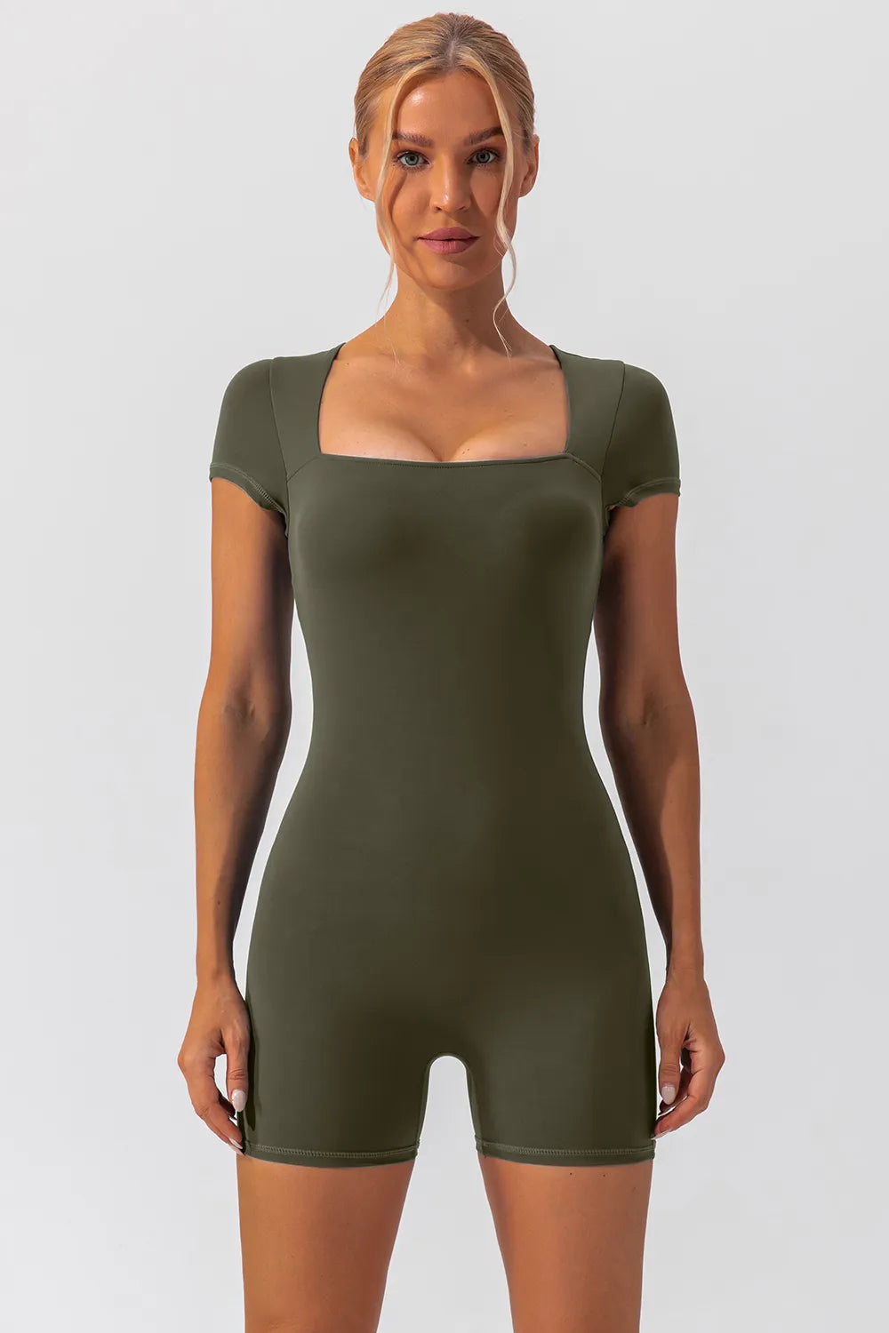 Square Neck Cap Sleeve Active Romper – Trendsi | ClozArt