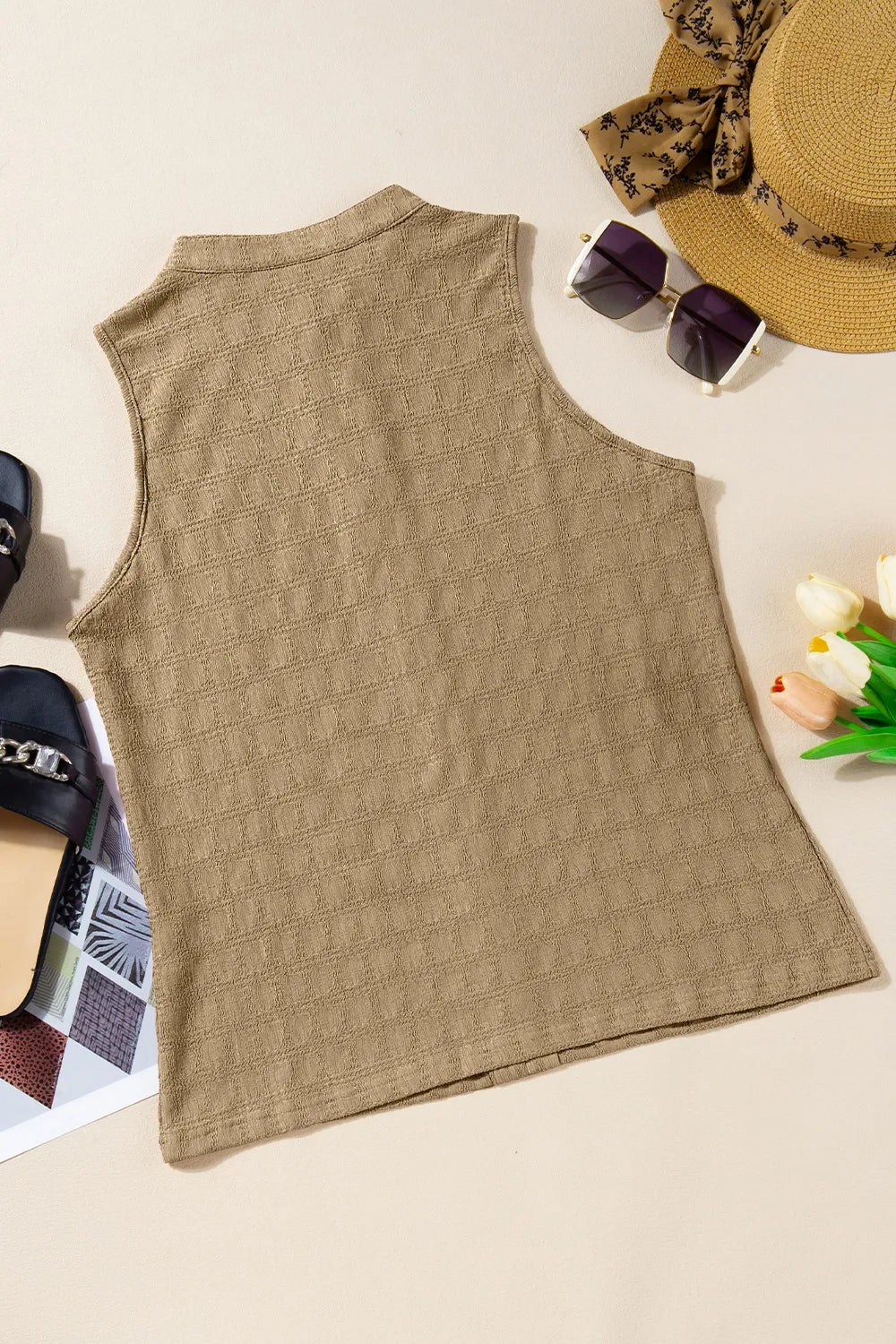 Textured Notched Tank – Trendsi | ClozArt
