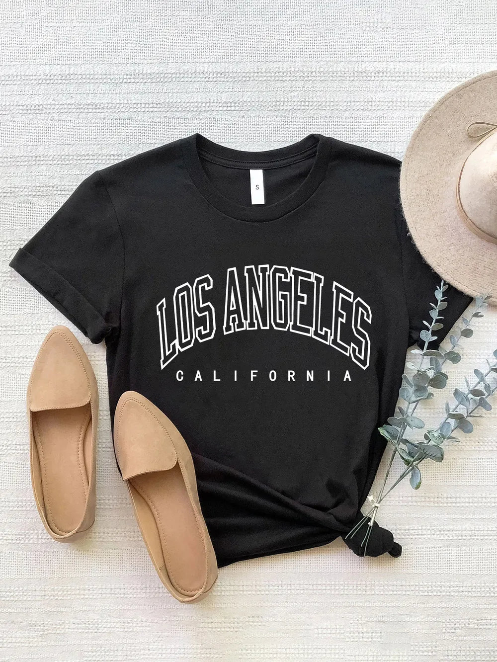 LOS ANGELES CALIFORNIA Round Neck T-Shirt – Trendsi | ClozArt