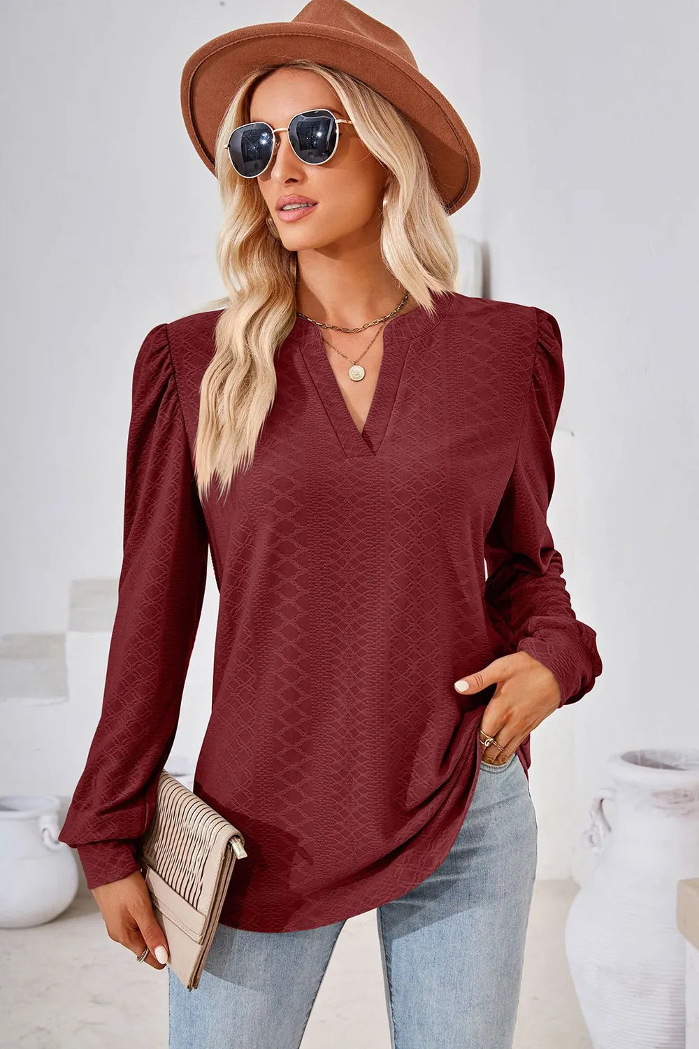 Notched Long Sleeve T-Shirt – Trendsi | ClozArt