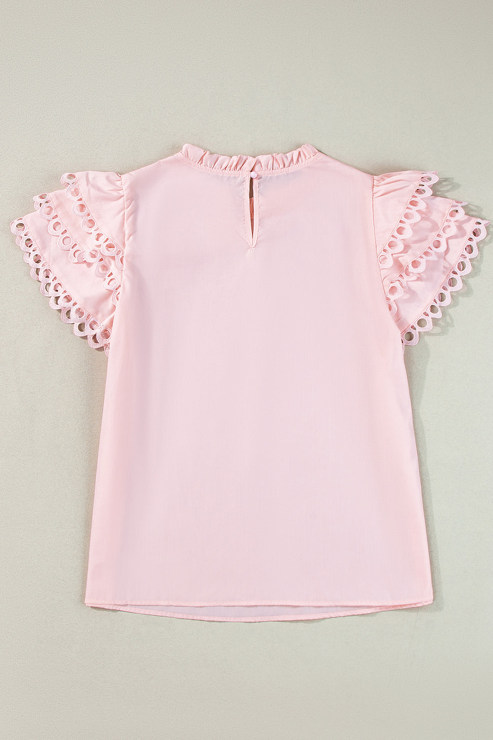 Beau Blue Layered Cap Sleeve Frill Neck Blouse – Shewin | ClozArt