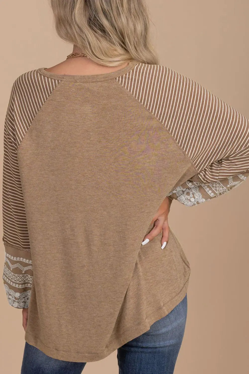 Striped Round Neck Long Sleeve Blouse – Trendsi | ClozArt